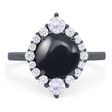 Vintage Style Round Natural Stone Halo Ring