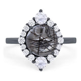 Vintage Style Round Natural Stone Halo Ring