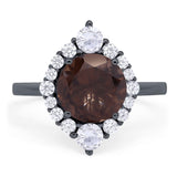 Vintage Style Round Natural Stone Halo Ring