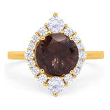 Vintage Style Round Natural Stone Halo Ring