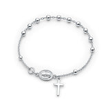 Rosary Cross Beaded Bracelet 925 Sterling Silver