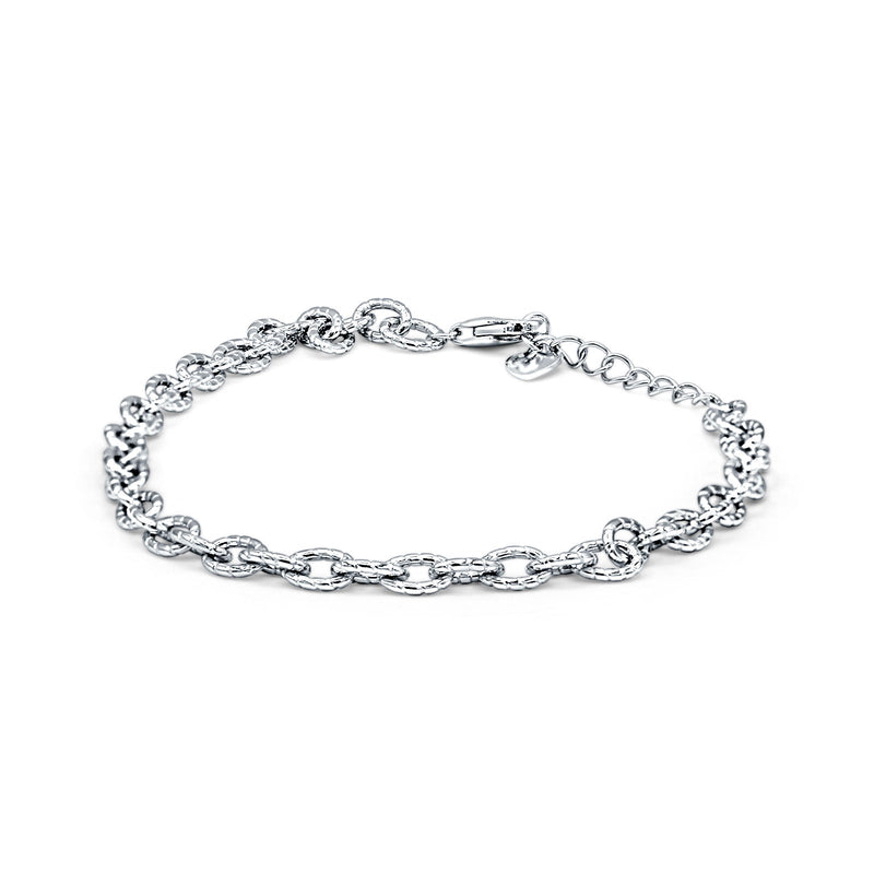 Minimalist 7.5" Link Chain Interlocking Bracelet 925 Sterling Silver