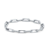 7 In Long Paperclip Link Chain 4mm Interlocking Bracelet 925 Sterling Silver