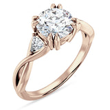 14K Gold IGI Certified Round 3 Carat Lab Grown Diamond Trio Ring