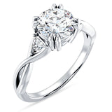 14K Gold IGI Certified Round 1 Carat Lab Grown Diamond Trio Ring