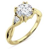 14K Gold IGI Certified Round 2 Carat Lab Grown Diamond Trio Ring