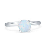 Art Deco Round Lab Created White Opal Solitaire Ring Hidden Halo 925 Sterling Silver
