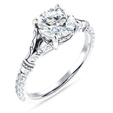 14K Gold IGI Certified Round 3 Carat Lab Grown Diamond Art Deco Split Shank Floral Ring