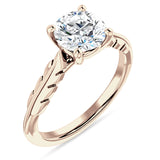 18K Gold IGI Certified Round 2 Carat Lab Grown Diamond Leaf Solitaire Ring