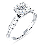 18K Gold IGI Certified Round 2 Carat Lab Grown Diamond Leaf Solitaire Ring