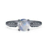 Art Deco Round Natural Stone Solitaire Ring