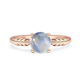 Art Deco Round Natural Stone Solitaire Ring