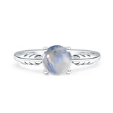 Art Deco Round Natural Stone Solitaire Ring