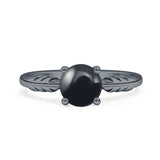 Art Deco Round Natural Stone Solitaire Ring