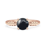 Art Deco Round Natural Stone Solitaire Ring