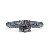Art Deco Round Natural Stone Solitaire Ring