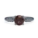 Art Deco Round Natural Stone Solitaire Ring