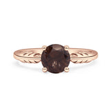 Art Deco Round Natural Stone Solitaire Ring