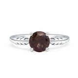 Art Deco Round Natural Stone Solitaire Ring