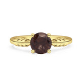 Art Deco Round Natural Stone Solitaire Ring