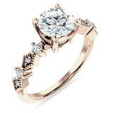 14K Gold IGI Certified Round 1 Carat Lab Grown Diamond Cluster Beaded Ring