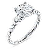 18K Gold IGI Certified Round 3 Carat Lab Grown Diamond Three Stone Trio Ring