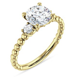 18K Gold IGI Certified Round 1 Carat Lab Grown Diamond Three Stone Trio Ring