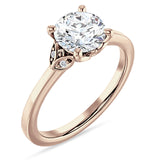 18K Gold IGI Certified Round 2 Carat Lab Grown Diamond Leaf Floral Ring