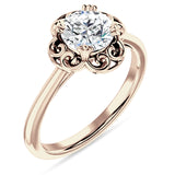 14K Gold IGI Certified Round 2 Carat Lab Grown Diamond Art Deco Solitaire Ring