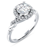 IGI Certified Round 3 Carat Lab Grown Diamond Art Deco Twisted Halo Ring