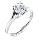 10K Gold IGI Certified Round 1 Carat Lab Grown Diamond Split Shank Hidden Halo Baguette Ring