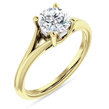 18K Gold IGI Certified Round 3 Carat Lab Grown Diamond Split Shank Hidden Halo Baguette Ring