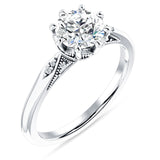 18K Gold IGI Certified Round 2 Carat Lab Grown Diamond Art Deco Marquise Style Ring