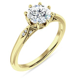 10K Gold IGI Certified Round 3 Carat Lab Grown Diamond Art Deco Marquise Style Ring