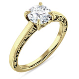 18K Gold IGI Certified Round 1 Carat Lab Grown Diamond Flower Leaf Solitaire Ring