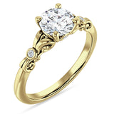 14K Gold IGI Certified Round 2 Carat Lab Grown Diamond Art Deco Filigree Ring