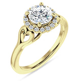 10K Gold IGI Certified Round 3 Carat Lab Grown Diamond Art Deco Heart Halo Ring