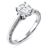 10K Gold IGI Certified Round 2 Carat Lab Grown Diamond Art Deco Filigree Solitaire Ring