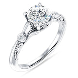 10K Gold IGI Certified Round 2 Carat Lab Grown Diamond Art Deco Split Shank Beaded Ring