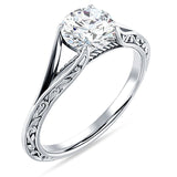 10K Gold IGI Certified Round 3 Carat Lab Grown Diamond Art Deco Split Shank Solitaire Ring