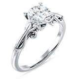 10K Gold IGI Certified Round 3 Carat Lab Grown Diamond Art Deco Beaded Filigree Solitaire Ring