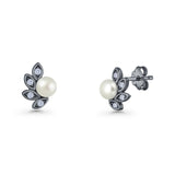 Pearl Leaf Stud Earrings