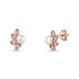 Pearl Leaf Stud Earrings