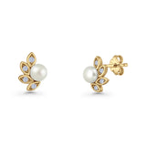 Pearl Leaf Stud Earrings