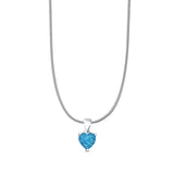Lab Created Blue Opal Heart Pendant Snake Chain Necklace 925 Sterling Silver