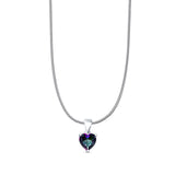 Rainbow Topaz CZ Heart Pendant Snake Chain Necklace 925 Sterling Silver