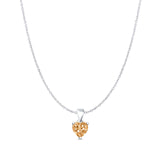 Champagne CZ Heart Pendant Cable Chain Necklace 925 Sterling Silver