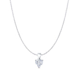 Cubic Zirconia Heart Pendant Cable Chain Necklace 925 Sterling Silver