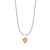 Champagne CZ Heart Pendant Rope Chain Necklace 925 Sterling Silver