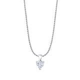 Cubic Zirconia Heart Pendant Rope Chain Necklace 925 Sterling Silver